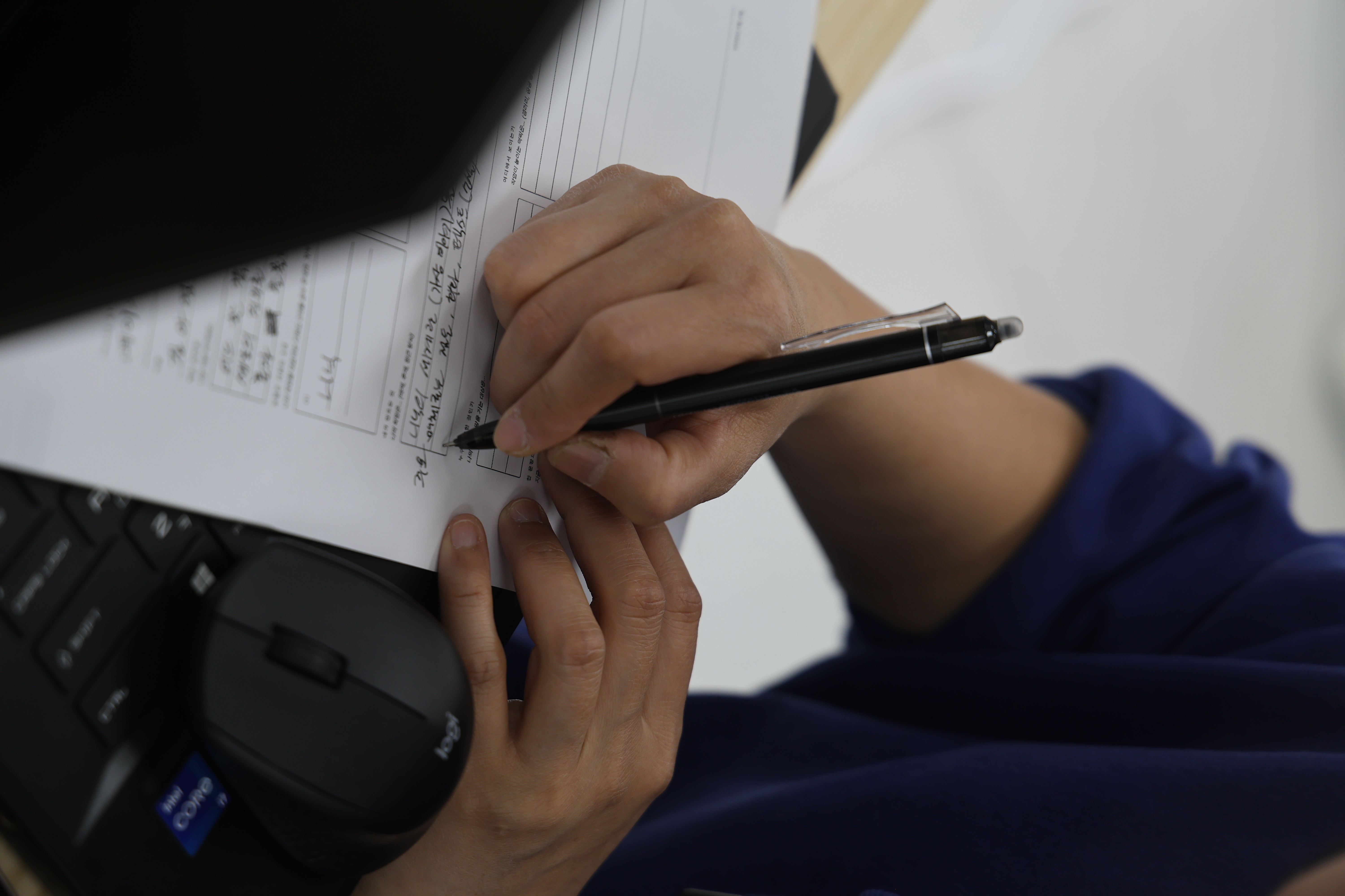Artist taking notes